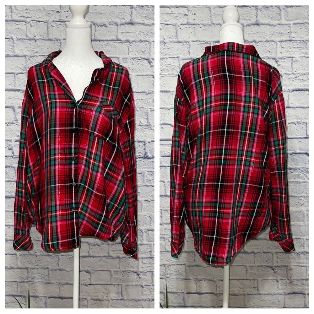 Victoria’s Secret plaid long sleeve pajama top